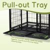 42 Inch Heavy Duty Dog Crate, Metal Dog Cage Dog Kennel for Medium to Large Dogs with Double Doors, Lockable Wheels and Removable Trays for Indoor & O