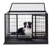 42 Inch Heavy Duty Dog Crate, Metal Dog Cage Dog Kennel for Medium to Large Dogs with Double Doors, Lockable Wheels and Removable Trays for Indoor & O