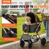 VEVOR Pet Stroller, 4 Wheels Dog Stroller Rotate with Brakes, 66 lbs Weight Capacity, Puppy Stroller with Detachable Carrier, Storage Basket and Pet P