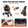 VEVOR Pet Stroller, 4 Wheels Dog Stroller Rotate with Brakes, 66 lbs Weight Capacity, Puppy Stroller with Detachable Carrier, Storage Basket and Pet P